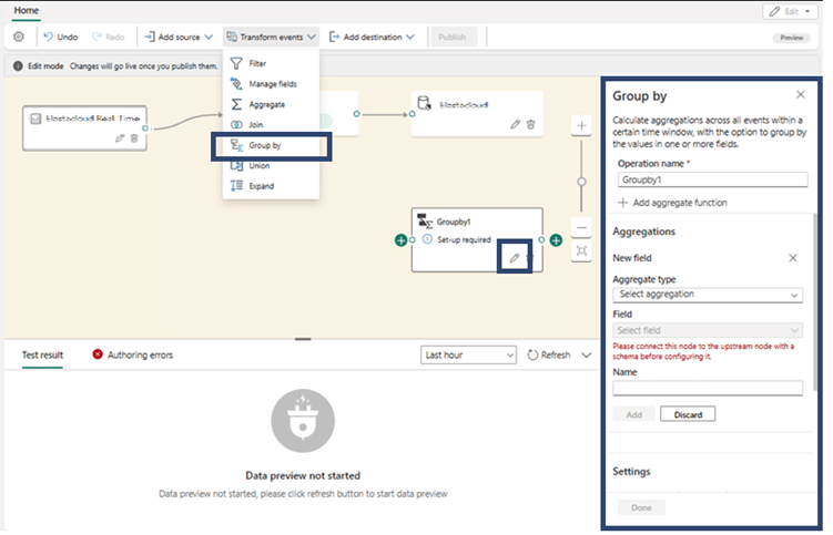 data grouping transformation microsoft fabric